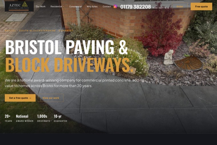 Aztec Paving’s website, photo-to-quote on the driveway itself
