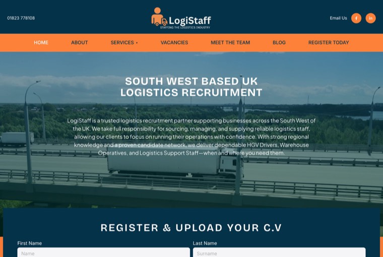 LogiStaff’s website, job pages that sort by distance from a driver's postcode