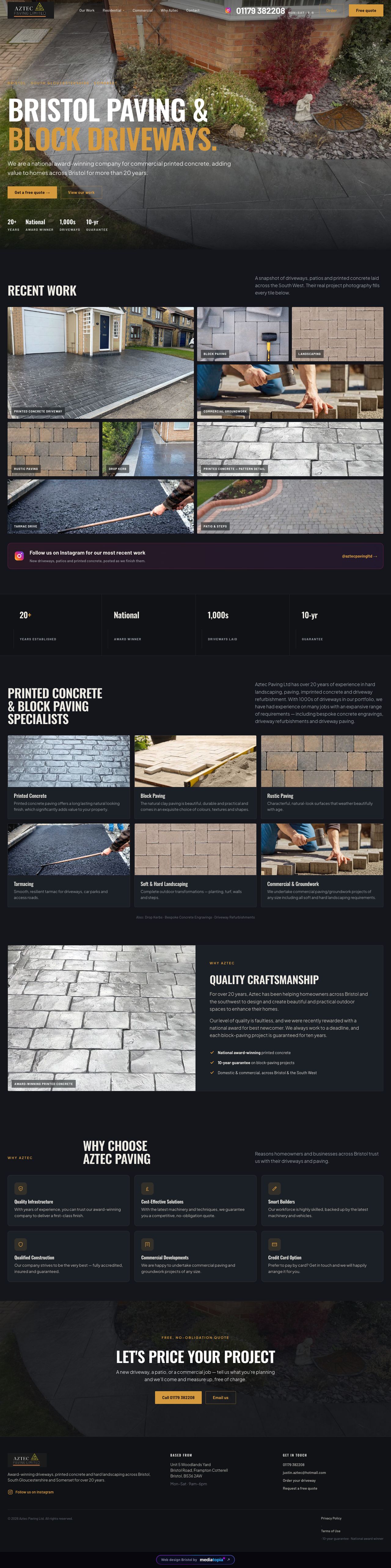 Aztec Paving website designed and built by Mediatopia