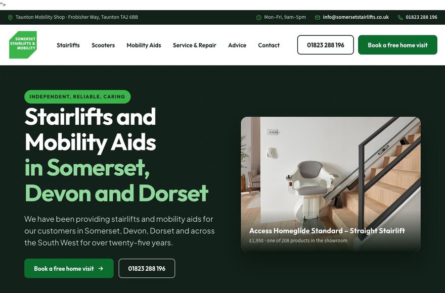 Somerset Stairlifts website by Mediatopia
