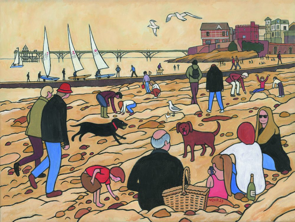 Beach and Pier &ndash; Clevedon &mdash; a painting by Nick Roberts