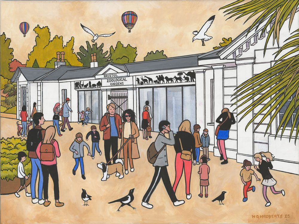 Bristol Zoo Gardens &ndash; entrance &mdash; a painting by Nick Roberts