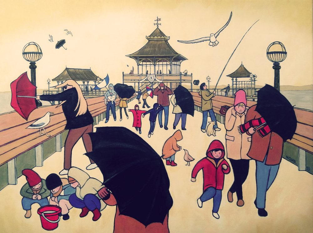 Clevedon &ndash; Pier &ndash; squall &mdash; a painting by Nick Roberts