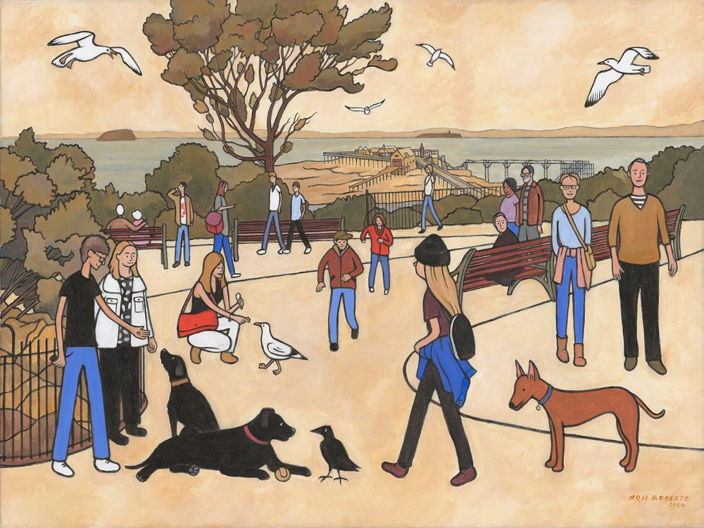 Prince Consort Gardens and Birnbeck Pier &ndash; Weston-super-Mare &mdash; a painting by Nick Roberts