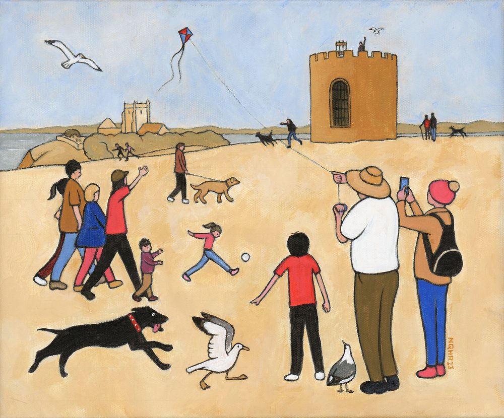 Uphill Beacon and Church &ndash; Weston-super-Mare &mdash; a painting by Nick Roberts