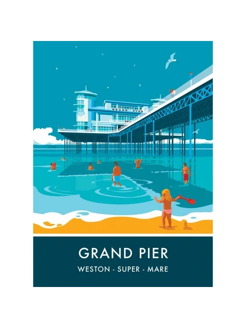 A modern graphic print of the Grand Pier at Weston-super-Mare