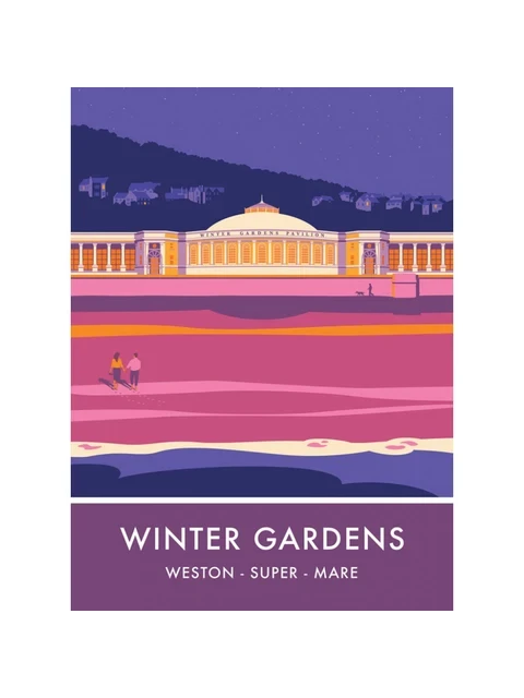 A modern graphic print of the Winter Gardens pavilion at Weston-super-Mare